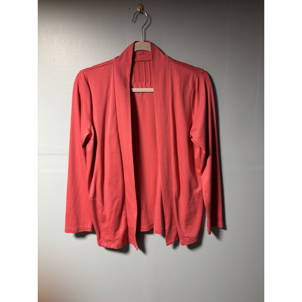 LL Bean Women’s 100% Supima Cotton Coral Long Sleeve Open Front Cardigan S REG